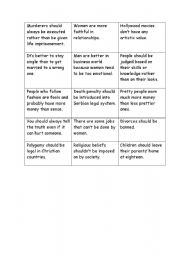 English worksheet: giving opinion