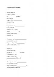 English Worksheet: Song: Imagine by John Lennon
