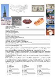 English Worksheet: America - Story & question