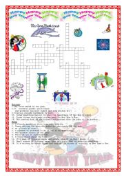 English Worksheet: New Years Crossword