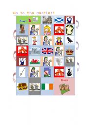 English Worksheet: go to the Castle board game