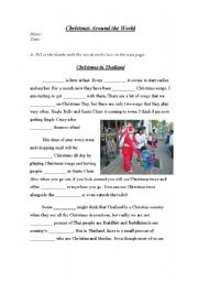 English worksheet: Christmas in Thailand 