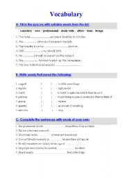 English worksheet: Vocabulary