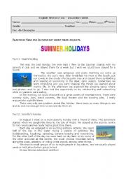 English Worksheet: summer holidays