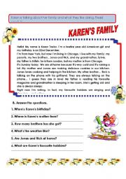 English Worksheet: KARENS FAMILY