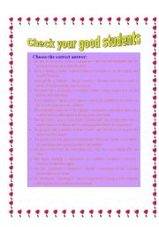 English worksheet: Check your good students on vocabulary test