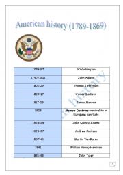 English Worksheet: American history (1789-1869)