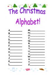 English worksheet: The christmas alphabet