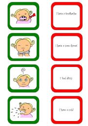 English Worksheet: Memory card game / Whats the matter? (2/3)