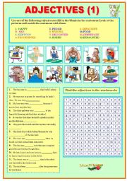 English Worksheet: ADJECTIVES (1)