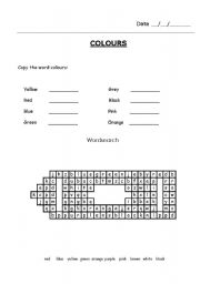 English worksheet: Colours