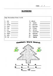 English Worksheet: Numbers