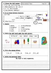 English Worksheet: simple test for young children
