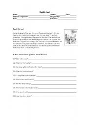 English Worksheet: English test - Classroom