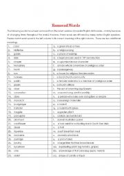 English Worksheet: Removed Words