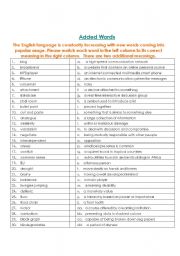 English Worksheet: Added Words