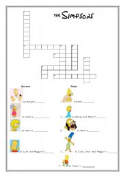 English Worksheet: The simpsons, family crossword
