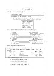 English worksheet: Comparatives Reference and Practice Sheet
