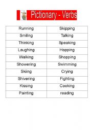 English Worksheet: Pictionary - verbs
