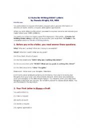 English worksheet: Letter writing tips