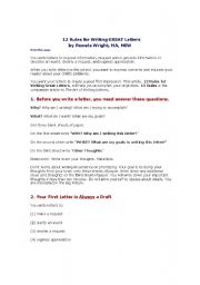 English Worksheet: Letter writing tips