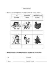 English worksheet: Simple Christmas Vocabulary