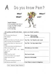 English Worksheet: Do you know Pam?