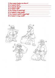 English worksheet: Compare Santas - a WS to practice to be short answers.