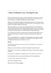English Worksheet: steps in writing an essay