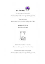 English worksheet: Incy WIncy Spider fingerplay