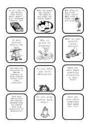English Worksheet: Food question cards Part I
