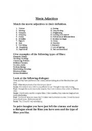English Worksheet: Movie Adjectives