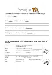 English worksheet: Antonyms