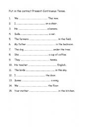 English Worksheet: present continuous