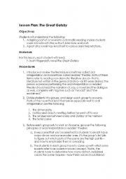 English Worksheet: Lesson Plan - The Great Gatsby