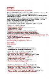 English Worksheet: Atatrks life