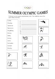 English Worksheet: Summer Olympic Games