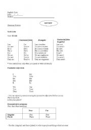 English Worksheet: Review (verb to be, verb can/cant, imperative form, possessive adjectives and more...)