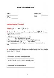 English Worksheet: Achievement test