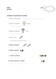 English worksheet: classroom objects 