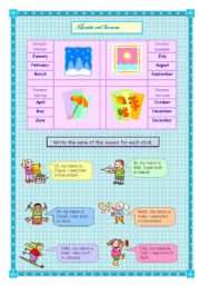 English Worksheet: Months and Seasons