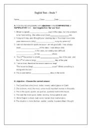 English Test - Grade 7 - ESL worksheet by anatavner