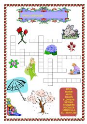 English Worksheet: spring crossword