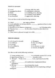 English worksheet: lexis exersices