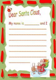 English Worksheet: A letter to Santa Claus