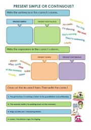 English Worksheet: PRESENT SIMPLE OR CONTINUOUS