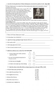 English Worksheet: reading comprehension test