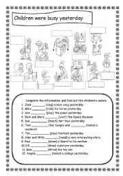 English Worksheet: Busy children