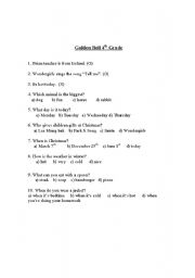 English worksheet: Golden Bell Quiz (4th Grade)