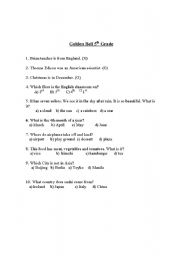 English Worksheet: Golden Bell Quiz